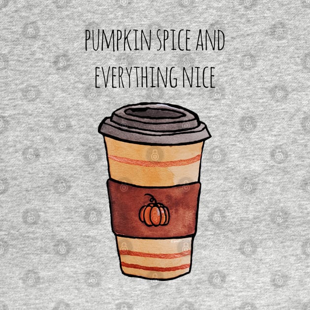 Watercolor Pumpkin Spice and Everything Nice Pumpkin Spice Latte Travel Cup by Jessfm